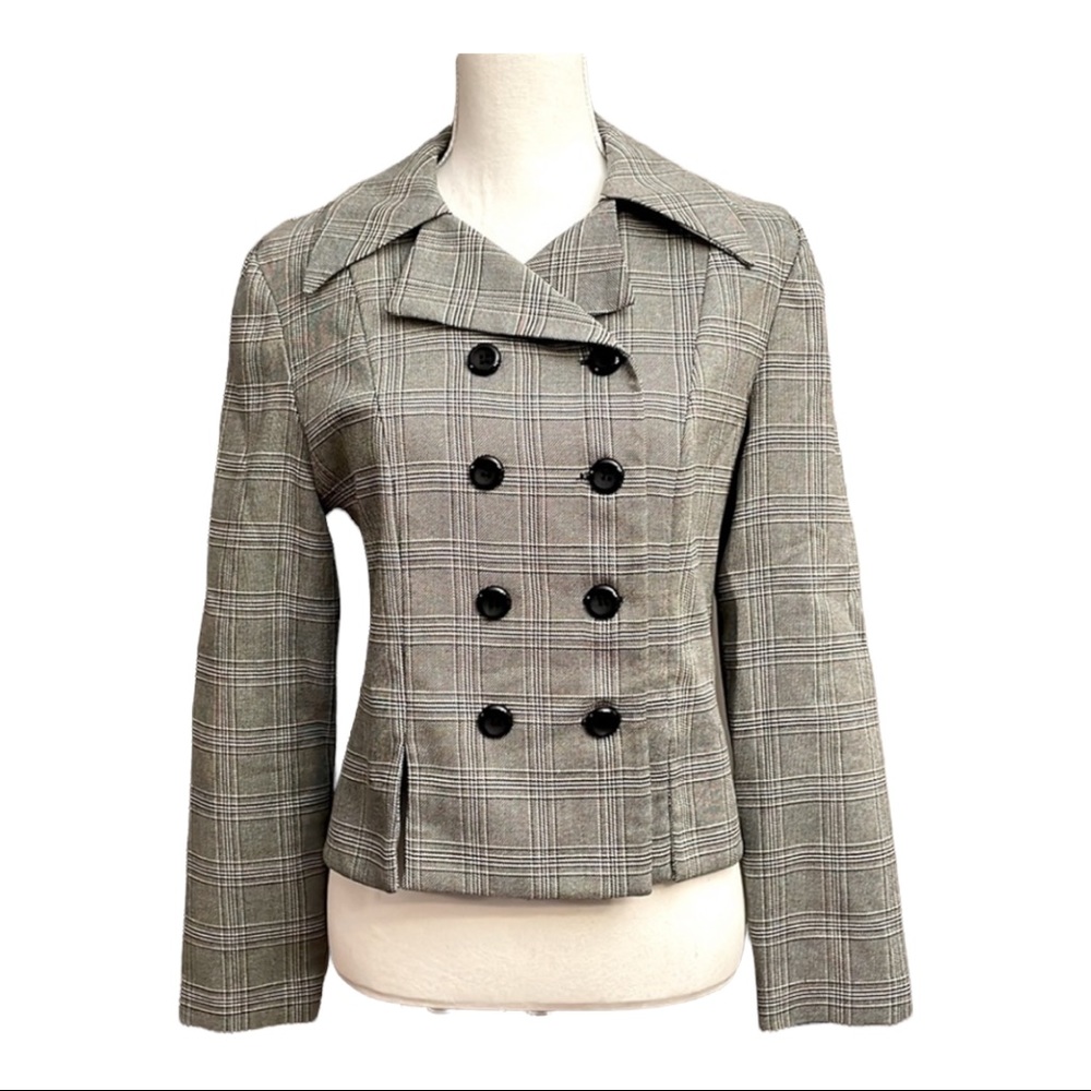 Dani Max Black and Gray Plaid Blazer. Size 8.
